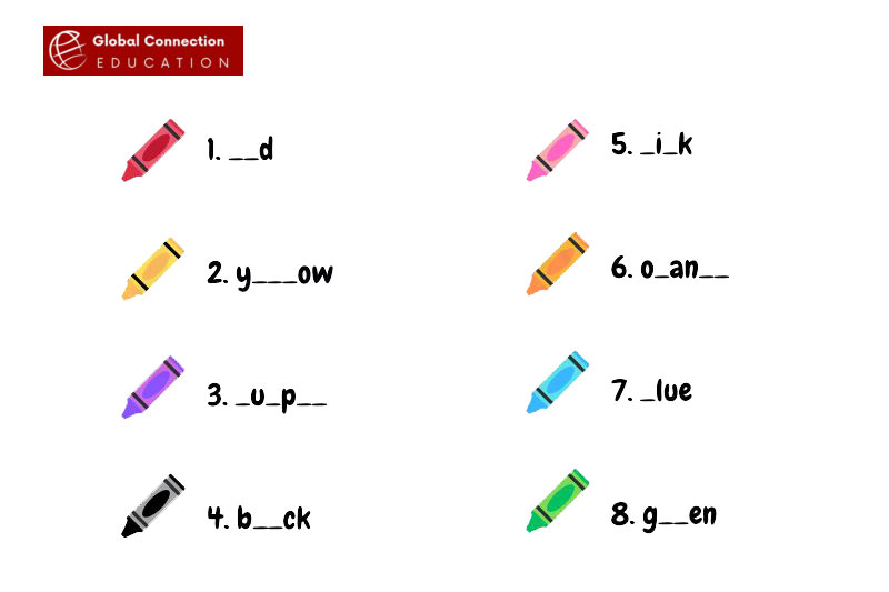 Bài tập về màu sắc tiếng Anh cho trẻ em - h06